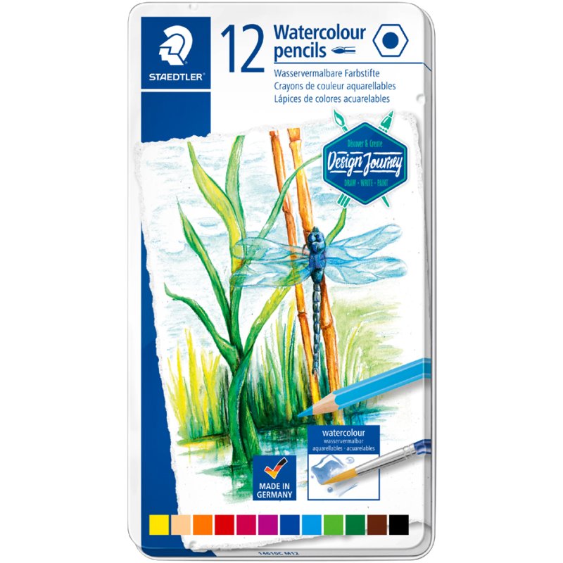 STAEDTLER crayons aquarelle Design Journey, étui métal, 12 pièces